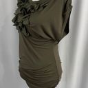 Lucy Paris New Lucy & Co Petal One Shoulder Dolman Tunic Embellished Mini Dress Green M/L Photo 3