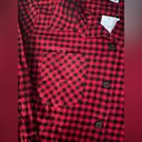 Christopher & Banks NWT  button up red & black plaid shirt; flannel size M Photo 3