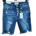 Bermuda NWT Tricot Womens Blue Button Fly Distressed Denim  Shorts Size Medium Photo 0