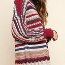 Umgee Boho Oversized Red Stripe Crochet Sweater Photo 0