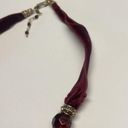 Monet Signed  Necklace Gold Tone Maroon Glass Bead / Ribbon - Beaded Photo 5