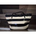 Kate Spade  Penn Valley Sophie Tote Black & Cream Stripe Hot Pink Interior Photo 4