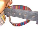 Stitched woven Genuine Leather Aztec Ethnic Boho Indie Print Belt size 42 pink Photo 9