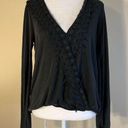 Vintage Havana  Crochet Deep V Neck Faux Wrap Long Sleeve Blouse Small Photo 0