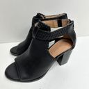 Jack Rogers  Booties Womens Size 5.5 Black Leather Tinsley Open Toe Block Heel Photo 1