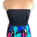 Shoshanna  Midnight Dress Long Silk Jewel Tone Geometric Printed Strapless Prom Photo 1