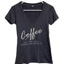 Next Level Apparel Coffee All The Cool Moms Are Doing It Gray Short Sleeve Shirt V-Neck Size Small Photo 0