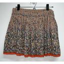 American Eagle  Womens Pleated Mini Skirt Size 8 Floral Print Taupe Orange Multi Photo 0