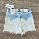 ZARA Denim Blue White Faded Distressed High Waisted Shorts Photo 2