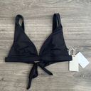 Good American NWT  Sexy Boost Triangle Bikini Top Black Tie Back Size 2 / Medium Photo 4