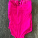 One Piece Yonique Pink Sexy ruched tummy control  bathing swim suit plus 20W Photo 4