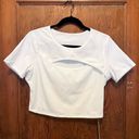 Halara NWT  Cloudful Round Neck Cut Out Short Sleeve Crop Top XL White Photo 3