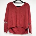 SEEK the Label  Women Red Oversized Distressed Sweater Size Small Photo 0