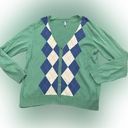 Krass&co G H Bass &  Preppy green argyle Diamond cardigan sweater Photo 0