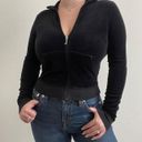 Juicy Couture Vintage Y2K Black Mock Neck Velvet Velour Tracksuit Jacket Hoodie Photo 0