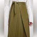 Simkhai Mar Faux Leather Pleated Side Tie Wrap Skirt in Nori Size 2 Photo 5