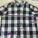 Erika  II linen cotton blend gingham black and white button up short sleeve 2X Photo 4