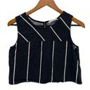 Mango  Womens Black Striped Cropped Top Photo 0