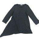 Bryn Walker  Black Grey Stripe Asymmetrical Tunic Top Jersey Knit Size Small Photo 0