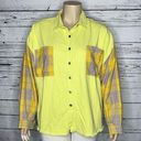 POL  Size XL Chartreuse w/ Plaid Flannel Shacket - Button Down Shirt Jacket Photo 0