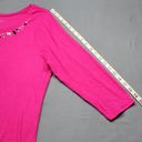 Lane Bryant  Women Shirt Size 14 Pink Stretch Preppy Beaded Scoop Chic 3/4 Sleeve Photo 6