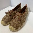 Coach NWOT  Carson Espadrille Loafers Women's 9.5 Khaki/Saddle Flats Logo Tassels Photo 4