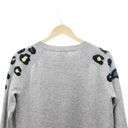 AQUA  Cashmere Sweater 100% Cashmere Gray & Green Leopard Pullover Size Small Photo 4