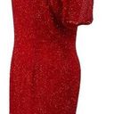 Oleg Cassini Vintage  Beaded Silk Mini Dress Short Sleeves Cocktail Red Womens 6 Photo 1