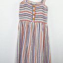 Ava James  White Multi-Color Striped Linen Blend Mini Dress Women's Size Medium M Photo 0