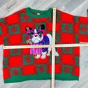 Holiday Time  Fancy Dog Checkerboard Fuzzy Ugly Christmas Sweater Red 3X Oversize Photo 12