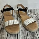 Old Navy  Women's Espadrille Platform Sandals 10 Beige White Black Buckle Straps Photo 1