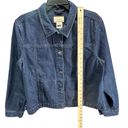 L.L.Bean  Jean Jacket Womens L Blue Denim Trucker Pockets Outdoors Travel Coastal Photo 8