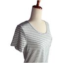 Nine West  soft gray and white striped round neck t shirt Photo 1