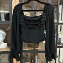 Abercrombie & Fitch Abercrombie corset top long sleeve ruched pleated squareneck bow ruffle babydoll Photo 3