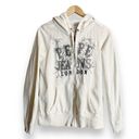 Pepe Jeans  LONDON Hoodie Sweatshirt Cotton White Zip Up Fleece Pockets Large GUC Photo 8