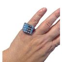 Boutique Gunmetal rectangle rhinestone ring size 6 Photo 0