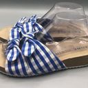 Anne Klein  Womens Slides Sandals Blue Checkered Double Strap Bow Low Heel 10 M Photo 0