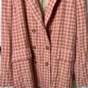 Free People  Pink Cream Long Sleeve Button Waist Tie Olivia Gingham Blazer M Photo 5