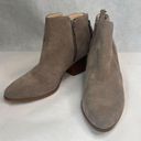 Sole Society  Faux Suede Tan Side Zip Almond Toe Chunky Heel Bootie Size 7.5 Photo 10