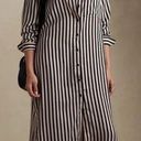 Banana Republic  Factory Cream Black Striped Satin Long Sleeve Maxi Shirt Dress Photo 0