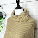 Michael Kors  Turtleneck Shaker Stitch Poncho Honey Brown Tan One Size Photo 3