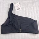 ANDIE  Swim The Wynwood One Shoulder Bikini Top in Rib Black Size Small Photo 3