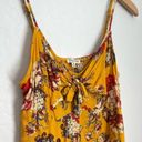 Lily White Buckle  Women’s Golden Yellow Floral Tie Front Cami Tank Top Medium Photo 3