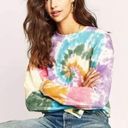 Daydreamer  Size Small Autumn Tie Dye Crop Long Sleeve Shirt Tee Multi Color Crew Photo 1