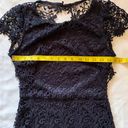 Harper Navy Blue Crochet Lace Open Back Dress Small, Fitted Mini Dress Photo 8