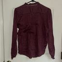 Faherty button down long sleeve blouse in burgundy. Size large. Made in India. Photo 3