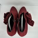 Call it spring  Womens size 9 Vegan Suede Heel Booties Ruffle Shoes Red 4 inch Photo 4