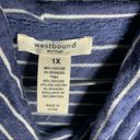 Westbound  Blue Striped Cowl Neck 3/4 Sleeve Knit Top 1X Photo 1