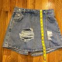 SheIn Y2K Grunge Blue Distressed Jean Denim Shorts Mini Skort Women’s Size XS Photo 1