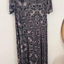 Soft Surroundings tan blue geometric print jersey Juliette maxi dress Size 1X Photo 6